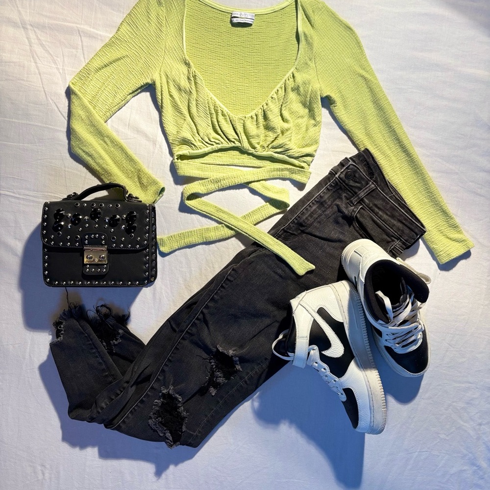 Urban Outfitters Lime Green Textured Top